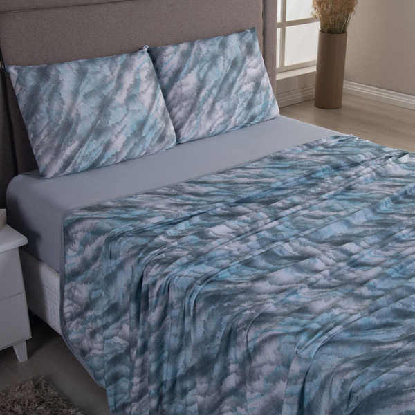Jogo Cama Lençol Sonnet Solteiro Malha Estampada 100% Algodão