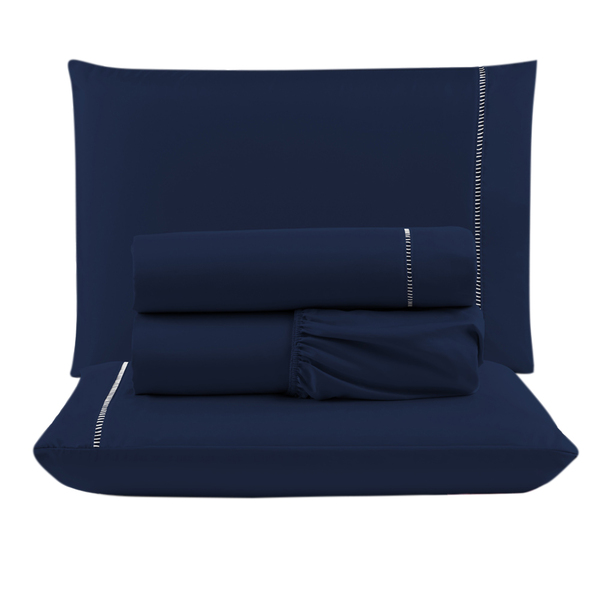 Jogo Cama Lençol Unique Queen Micro Percal 400 Fios Ponto Palito 4 ...