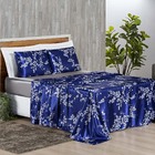 Jogo Cama Lençol Vine Queen Cetim Estampado Alto Brilho 4 Peç