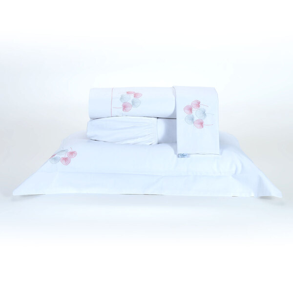 Jogo Cama Natureza Casal Padrão Branco / Rosa Micro Percal Pe