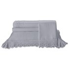 Jogo Cama Queen 300 Fios Cristal Renda Sahar 4 Peças  Cinza
