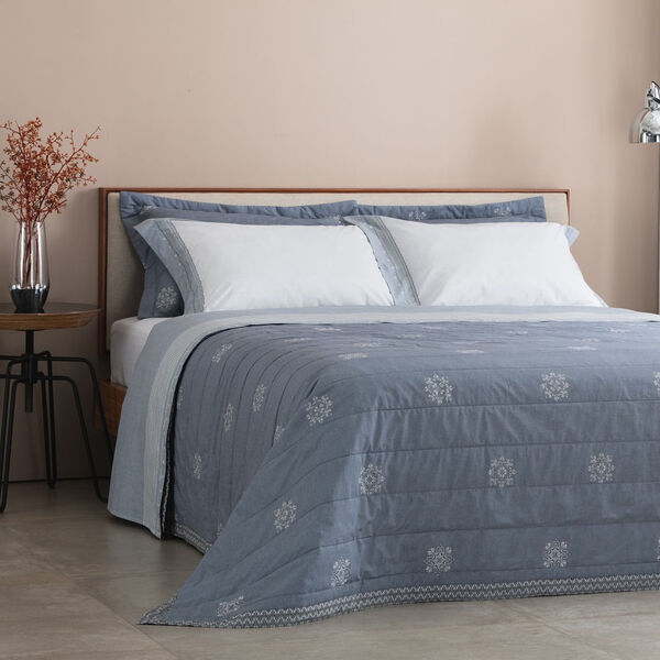 Jogo Cama Queen Buddemeyer 180 Fios Percalle Art Deco Azul