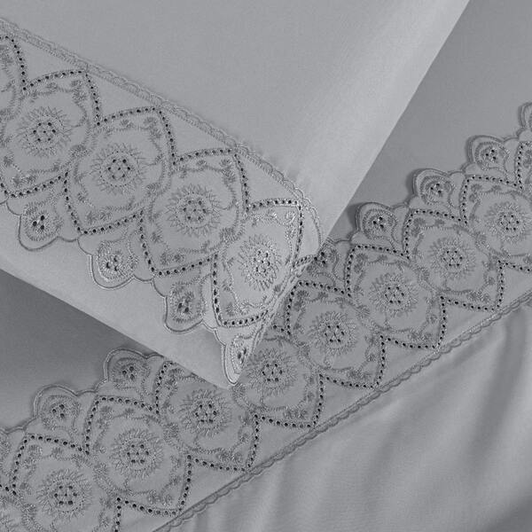 Jogo Cama Queen Cherry Bordado Inglês 4pç 100% Poliéster - Gr