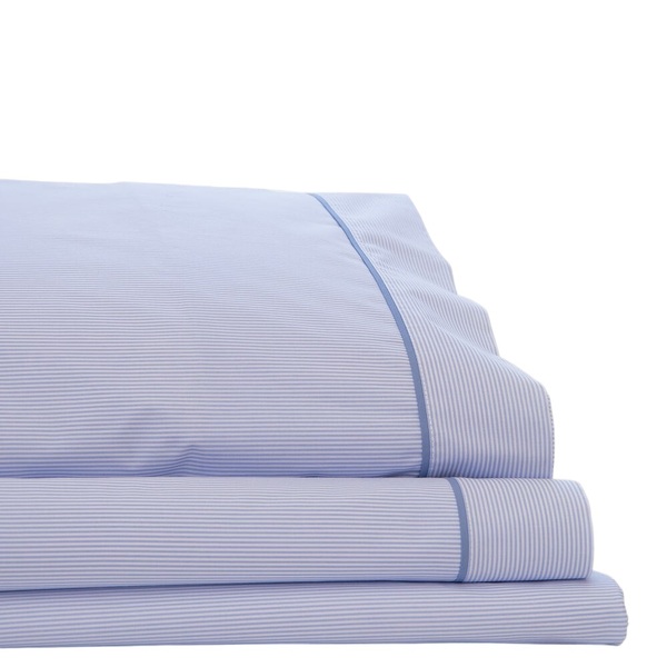 Jogo Cama Solteiro Scavone 200 Fios Básico Stripes Azul