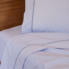 Jogo Cama Solteiro Scavone 200 Fios Básico Stripes Azul