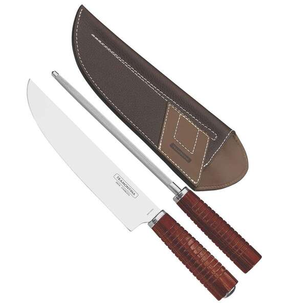 Jogo Campeira Inox 2 Peças Mogno 21cm Tramontina