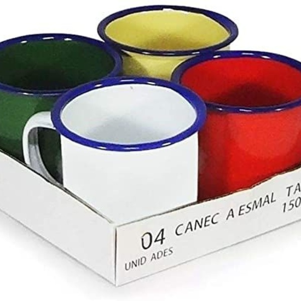 Jogo Caneca Esmaltada 90ml Color Premium 4 Peças - Fratelli