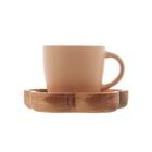 Jogo Canecas Com Pires De Madeira Woodart 4 Peças Salmon