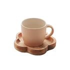 Jogo Canecas Com Pires De Madeira Woodart 4 Peças Salmon