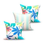 Jogo Capa Almofada Alpes Colorida Azul 3 Unidades 45cm X 45cm