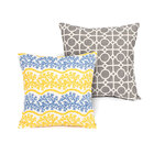 Jogo Capa Almofada Amarela E Cinza Geométrica 45cm X 45cm Com