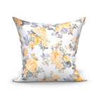 Jogo Capa Almofada Amarela Floral 4 Unidades 60cm X 60cm Teci