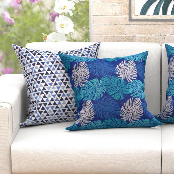 Jogo Capa Almofada Azul Estampada 2 Unidades Grande 60cm X 60