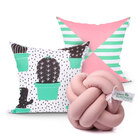 Jogo Capa Almofada Cacto Rosê Estampada 2 Unidades 45cm X 45c