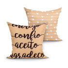 Jogo Capa Almofada Estampad Frase Microfibra Kit Com 2 Unidad