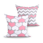 Jogo Capa Almofada Estampada Coração Para Cama Kit Com 2 Unid