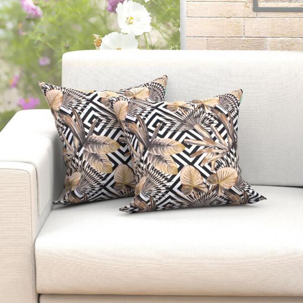 Jogo Capa Almofada Estampada Preta 2 Unidades 45cm X 45cm Tec