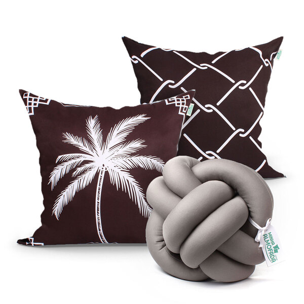 Jogo Capa Almofada Estampada Preta Para Sala Kit 2 Capas 45cm