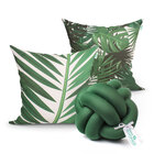 Jogo Capa Almofada Estampada Verde Para Sofá Kit 2 Capas + Al