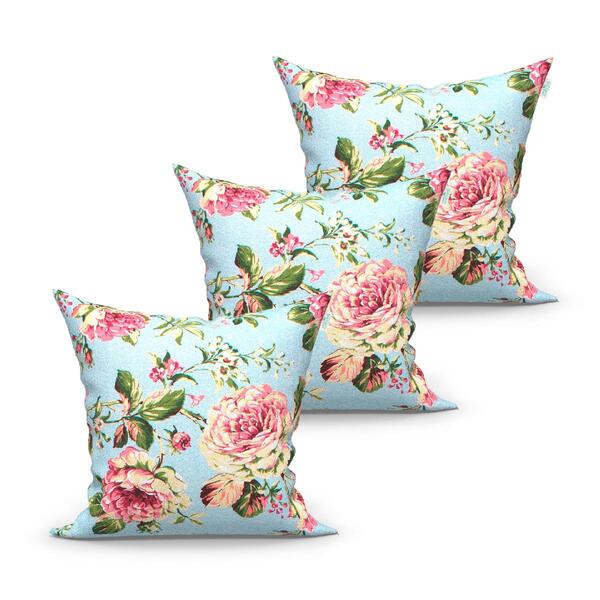 Jogo Capa Almofada Floral Estampada 3 Unidades 45cm X 45cm Te