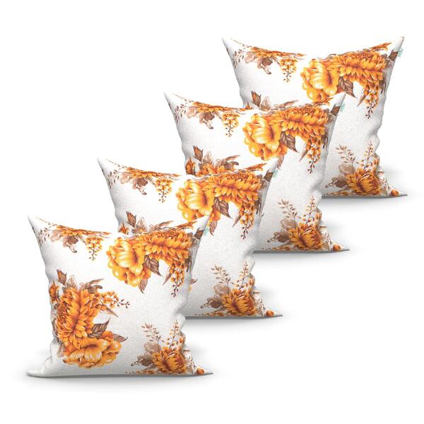 Jogo Capa Almofada Floral Estampada 4 Unidades 60cm X 60cm Te