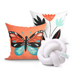 Jogo Capa Almofada Laranja Estampada Borboleta 2 Unidades 45c