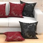 Jogo Capa Almofada Lisa Grande Preta E Vermelha 4 Unidades 60