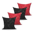 Jogo Capa Almofada Lisa Grande Preta E Vermelha 4 Unidades 60