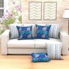 Jogo Capa Almofada Listrada Azul 2 Unidades Grande 60cm X 60c