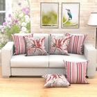 Jogo Capa Almofada Listrada Vermelha Grande 60cm X 60cm 2 Uni