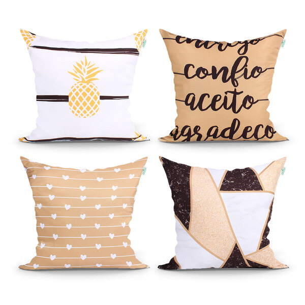 Jogo Capa Almofada Microfibra Estampada Para Quarto Ou Sala K