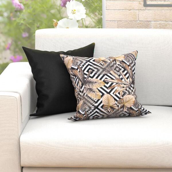 Jogo Capa Almofada Preta Composê 2 Unidades 45cm X 45cm Tecid