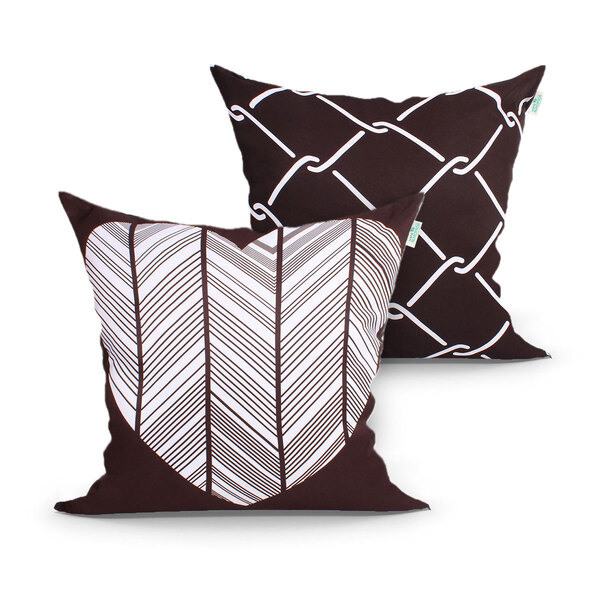 Jogo Capa Almofada Preta Estampada Kit Com 2 Unidades 45cm X