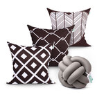 Jogo Capa Almofada Preta Estampada Para Sala Ou Quarto Kit 3