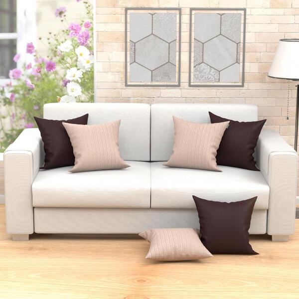 Jogo Capa Almofada Tabaco Marrom Bege 6 Unidades 45cm X 45cm