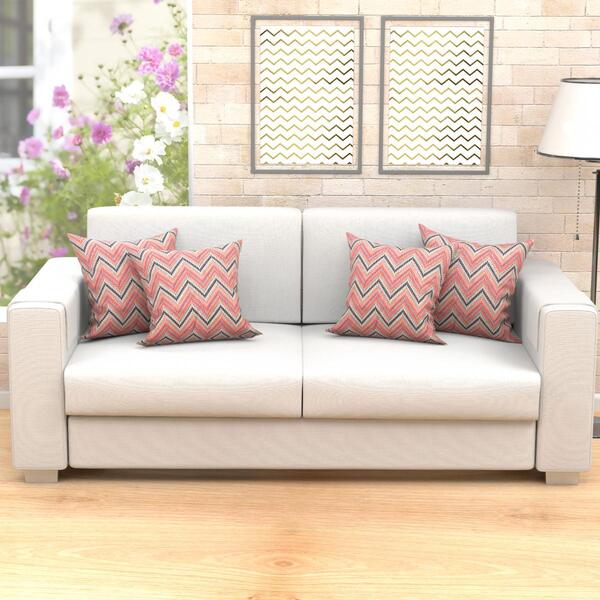 Jogo Capa Almofada Vermelha Chevron Avalon Kit Com 4 Unidades