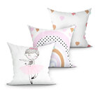 Jogo Capa De Almofada Estampada Branca Bailarina 3 Unidades 4