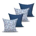 Jogo Capa De Almofada Grande Azul 4 Unidades 60cm X 60cm Teci
