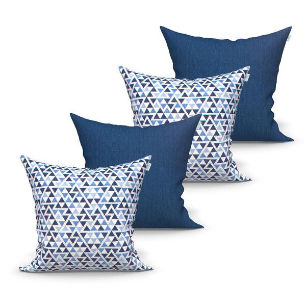 Jogo Capa De Almofada Grande Azul 4 Unidades 60cm X 60cm Teci