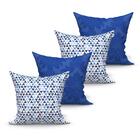 Jogo Capa De Almofada Grande Azul Estampada 4 Unidades 60cm X