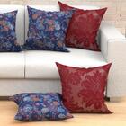 Jogo Capa De Almofada Para Sofá Vermelha E Azul Grande 60cm X