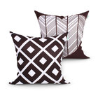 Jogo Capa De Almofada Preta Estampada Kit Com 2 Unidades 45cm
