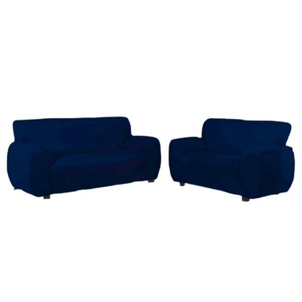 Jogo Capa P Sofá 2e 3 Lugares Elasticada Colada Luxo Azul Ms
