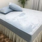 Jogo Casal Lençol 3 Pc Flanel Azul Tefem