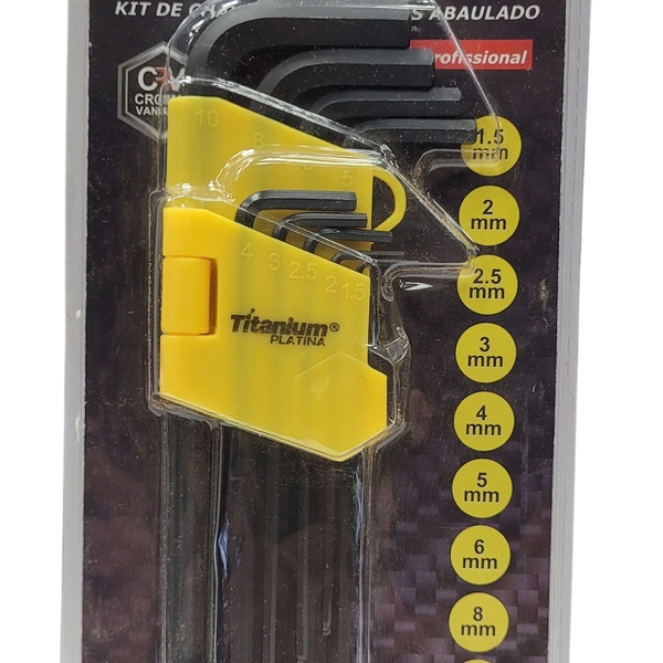 Jogo Chave Allen 09 Peças - Medio Acabamento Preto Abaulado