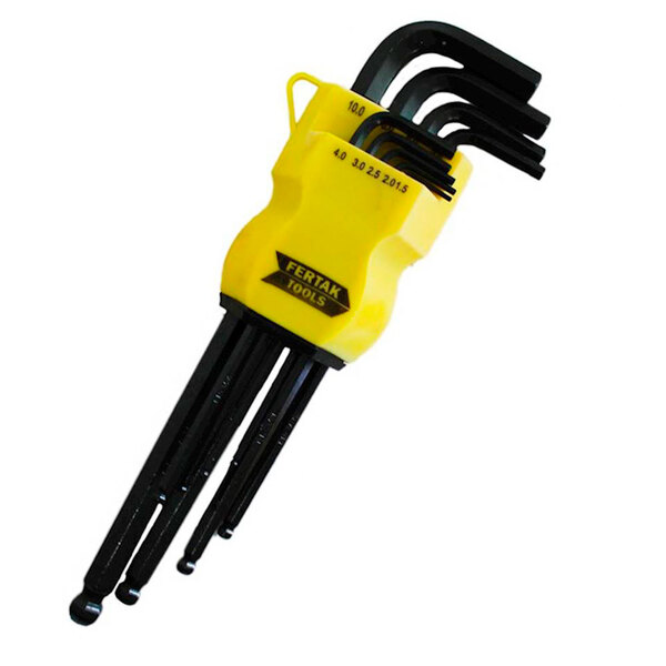 Jogo Chave Allen Aço Longa Hexagonal/ponta Bola 9 Peças