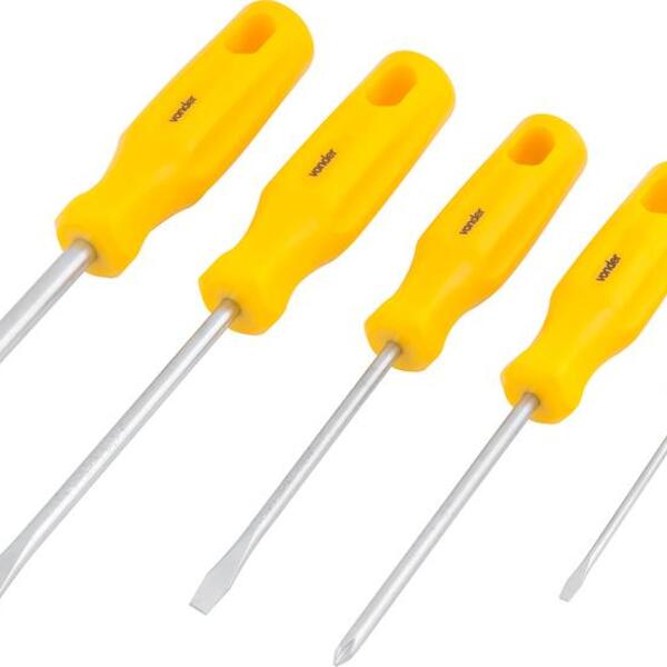 Jogo Chave Fenda E Philips Cromo Vanádio C/ 6 Peças Vonder