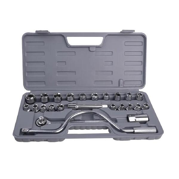 Jogo Chaves Soquete 25 Peças Catraca 1/2 Kit Ferramentas Comp