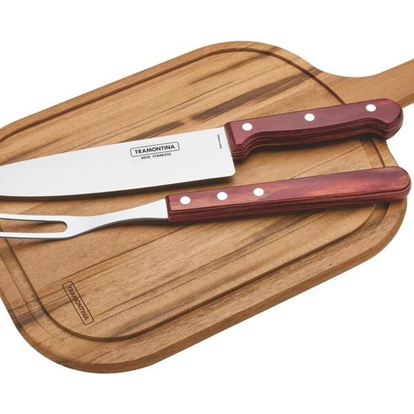 Jogo Churrasco 3 Pcs Polywood Vermelho Sortidos Com Laminas D