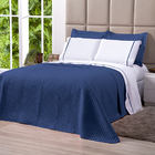 Jogo Cobre Leito Azul Marinho Solteiro Dupla Face Micropercal